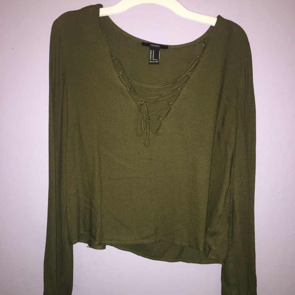 Olive Green Dress Blouse